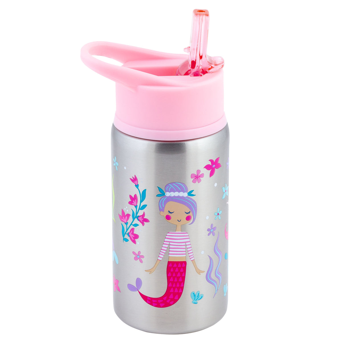 Flip Top Stainless Steel Bottle - Mermaid