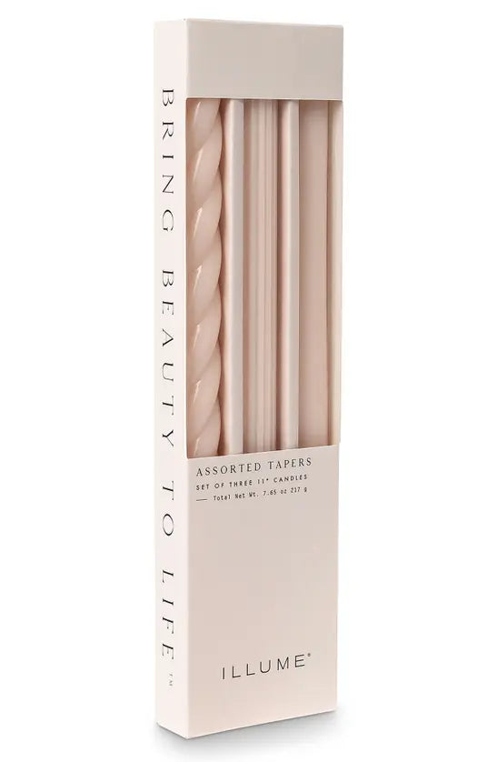 Assorted Pale Pink Candle Tapers 3-Pack