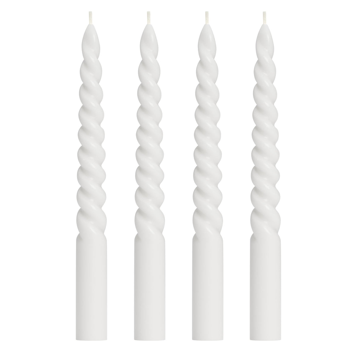 Prime Twisted Taper Four Piece 9" Candle Set - White
