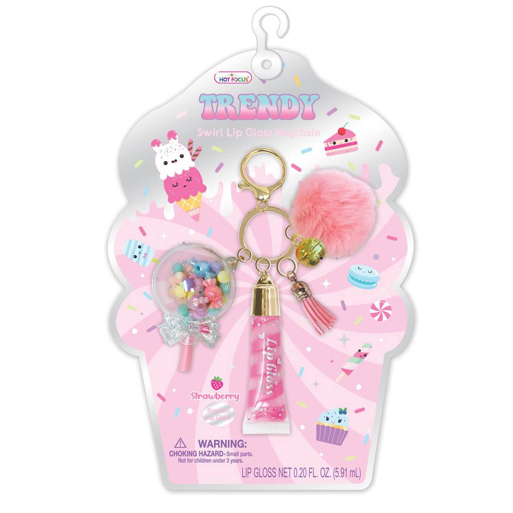 Trendy swirl lip gloss with key chain