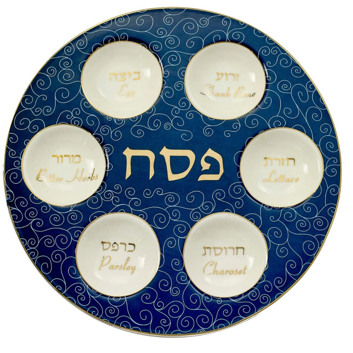 Ceramic Seder Plate - blue