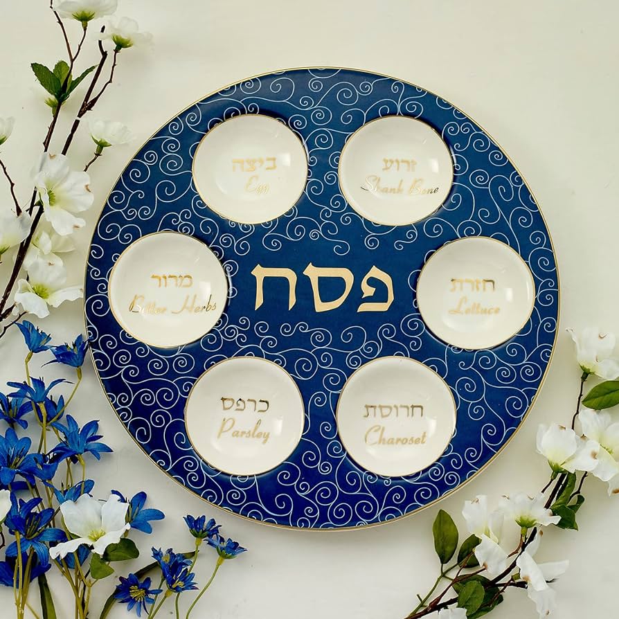 Ceramic Seder Plate - blue