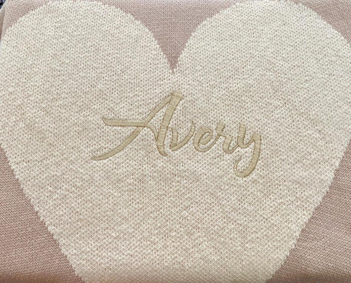 COUVERTURE PERSONNALISÉE - SABLE AVEC COEUR CRÈME