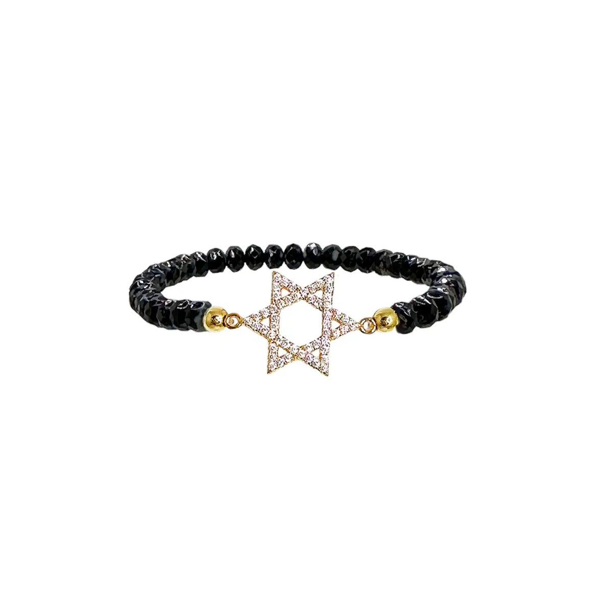 Bracelet étoile de David en or et noir CZ