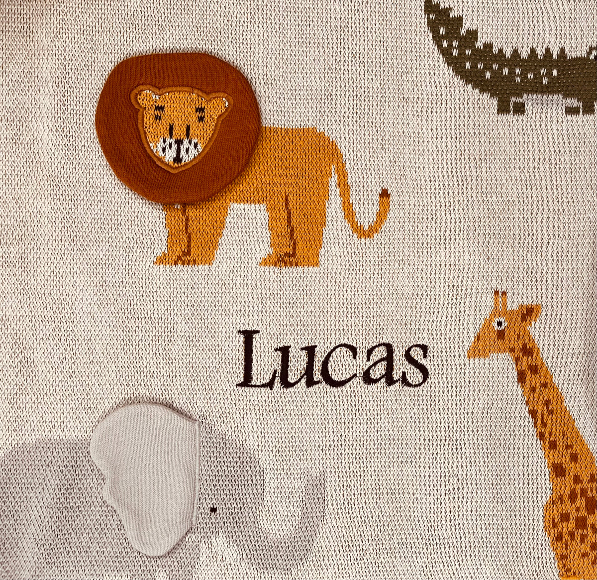 Couverture bébé personnalisée en coton biologique Safari 3D