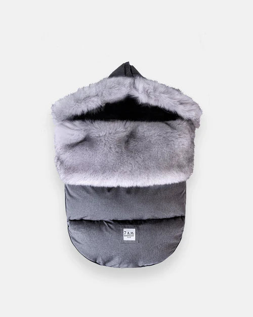 7h du matin - peluche toundra en fausse fourrure gris chiné foncé et arctique