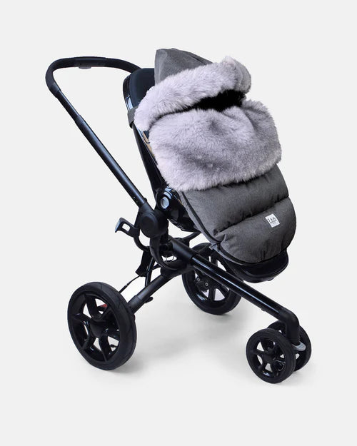 7h du matin - peluche toundra en fausse fourrure gris chiné foncé et arctique