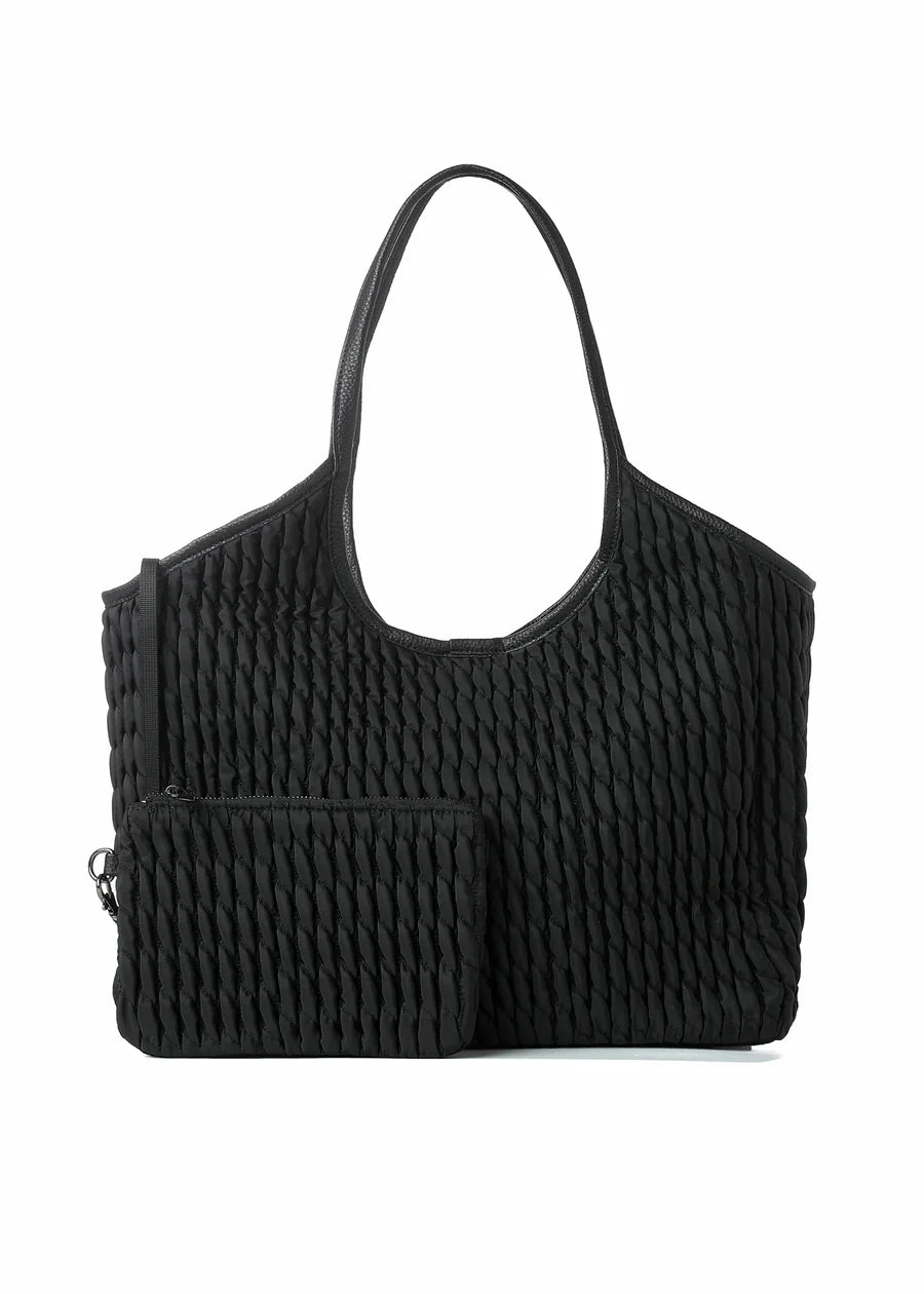 Sac fourre-tout en nylon froncé - noir