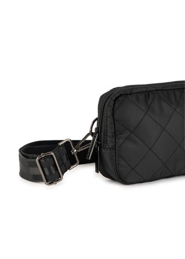 Sac banane matelassé en nylon - Noir