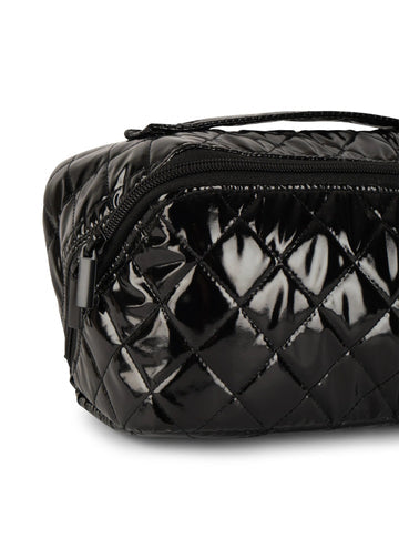 Trousse de toilette matelassée réfléchissante - Noire