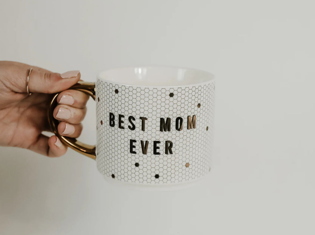 Tasse à café en carreaux dorés « La meilleure maman de tous les temps »