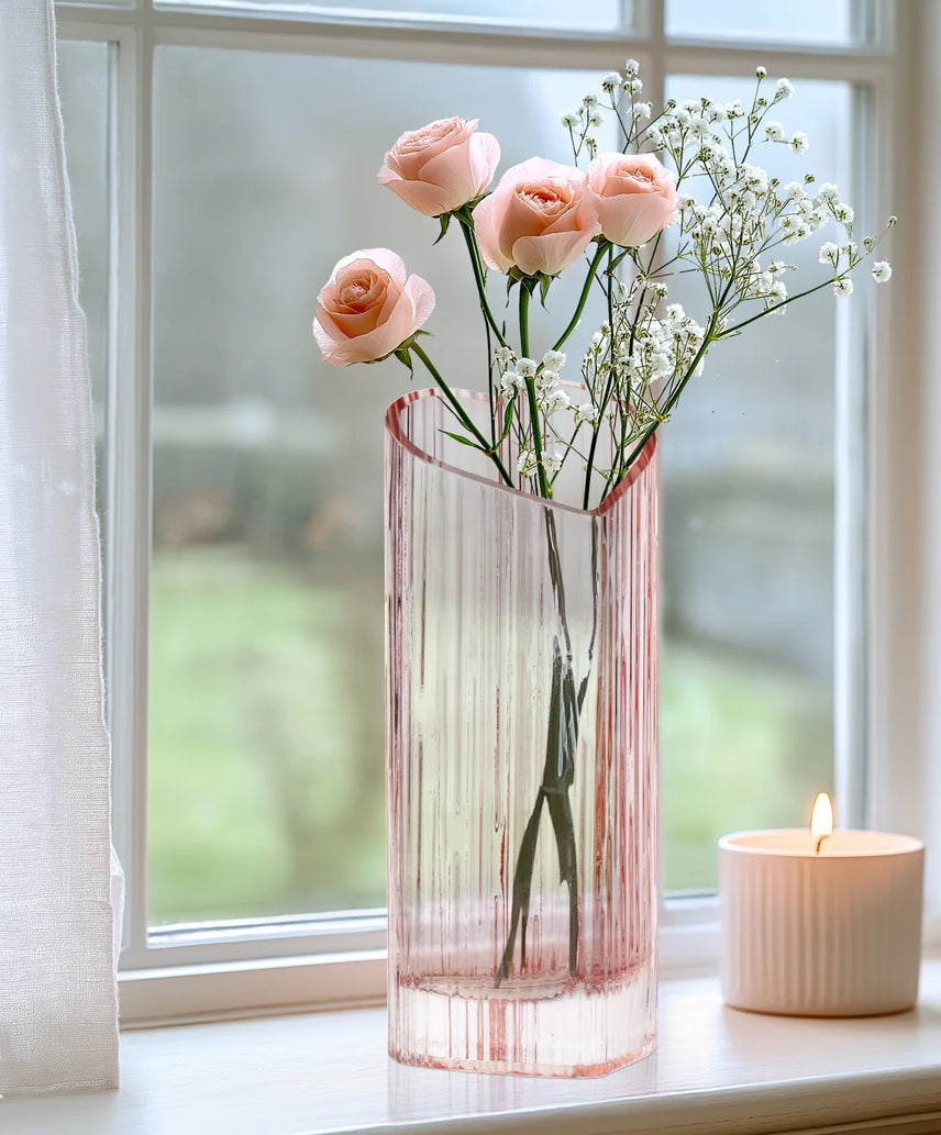 Heart Shape 8.5h" Glass Vase - Pink