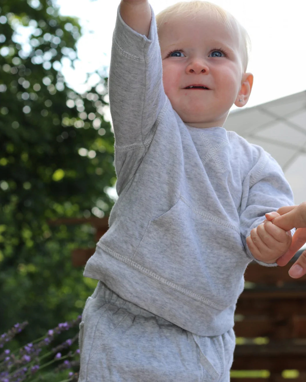 Ensemble de jogging deux pièces pour bébé - Gris clair moucheté