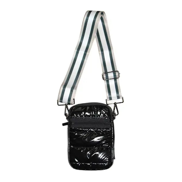 Puffer Bag with striped strap