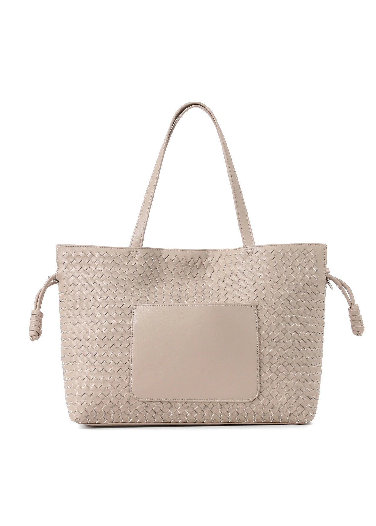 Woven vegan leather tote - sand