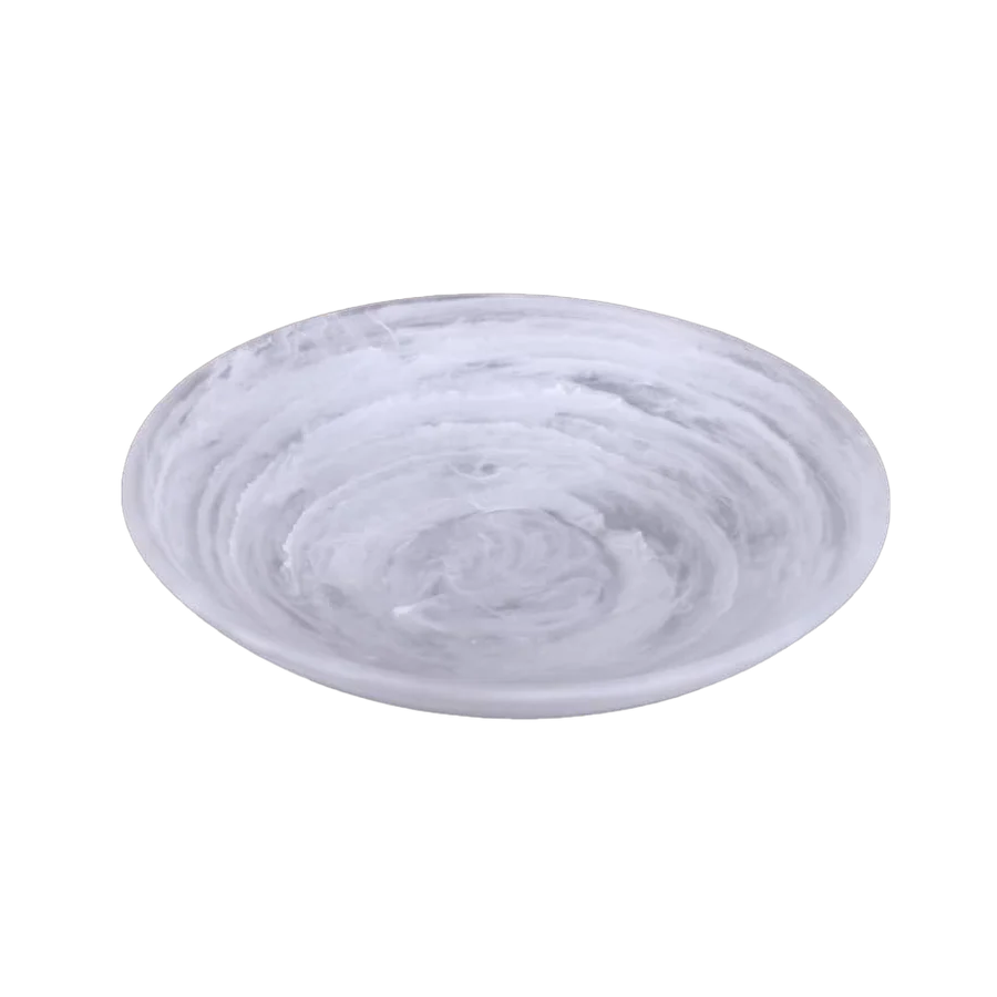 Grand bol de service en résine blanche à motif tourbillonnant 