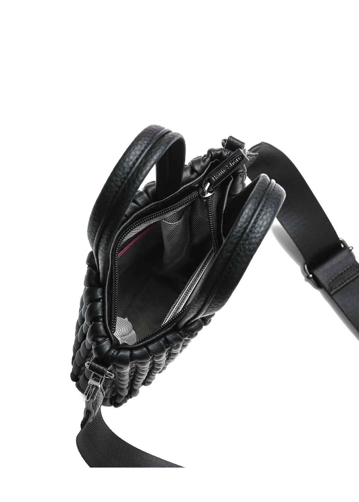 Sacoche pour téléphone en cuir végan gaufré - noir