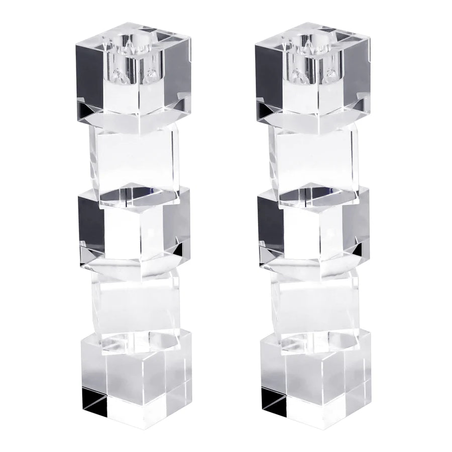 Ensemble de 2 porte-bougies en cristal 