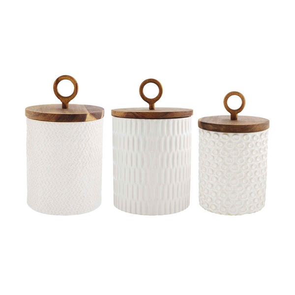 TEXTURED STONEWARE CANISTER SET