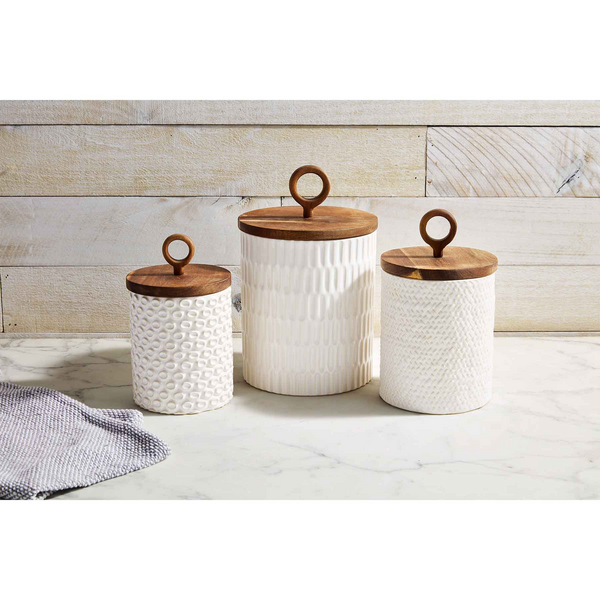 TEXTURED STONEWARE CANISTER SET