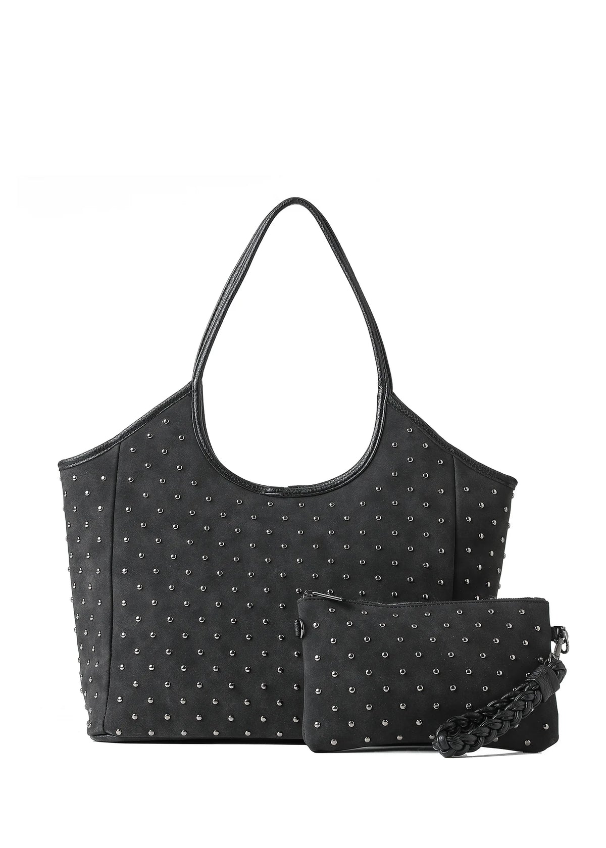 vegan suede studded tote
