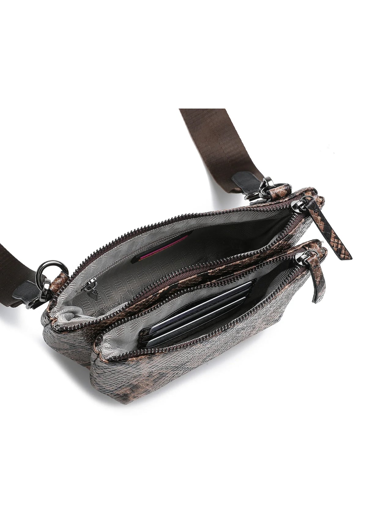 Embossed python vegan leather convertible crossbody