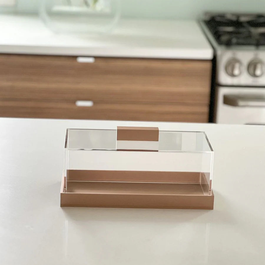Lucite Tray with gold base and handle - medium