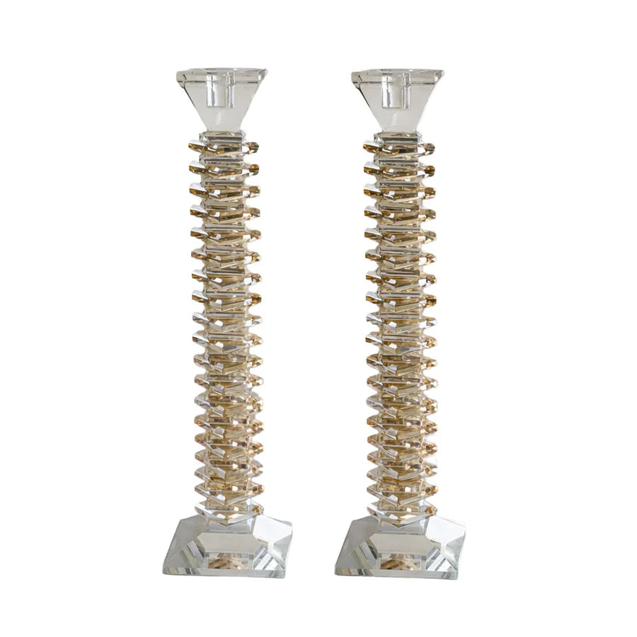 Ensemble de chandeliers en cristal empilés - Ambre, grand