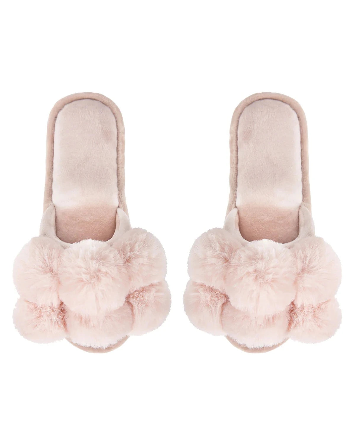 Luxe Pom Pom Open Toe Blush Slippers | Blush