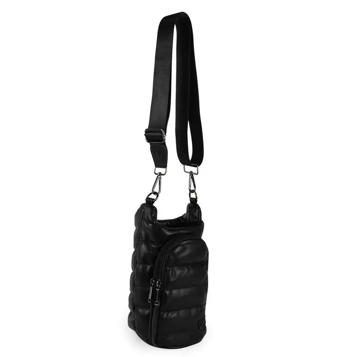 Sac bandoulière pour bouteille Hipster – Similicuir noir