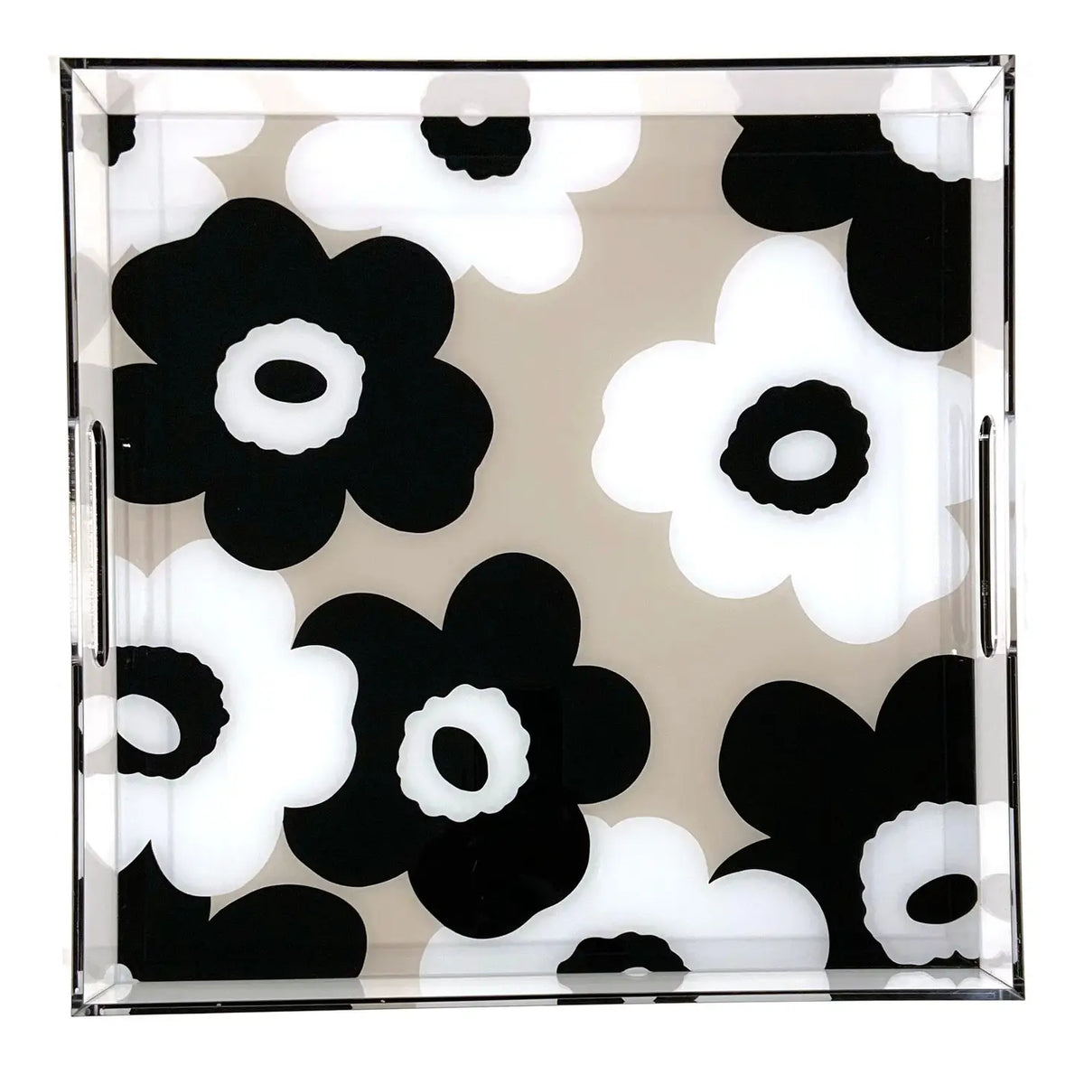 Acrylic Tray - Beige Flowers