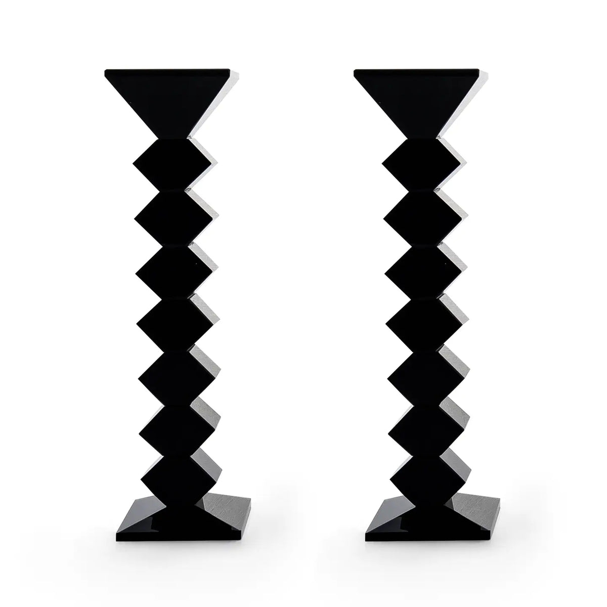 Bougeoirs en cristal zigzag de 8,25 po – Lot de 2, noir