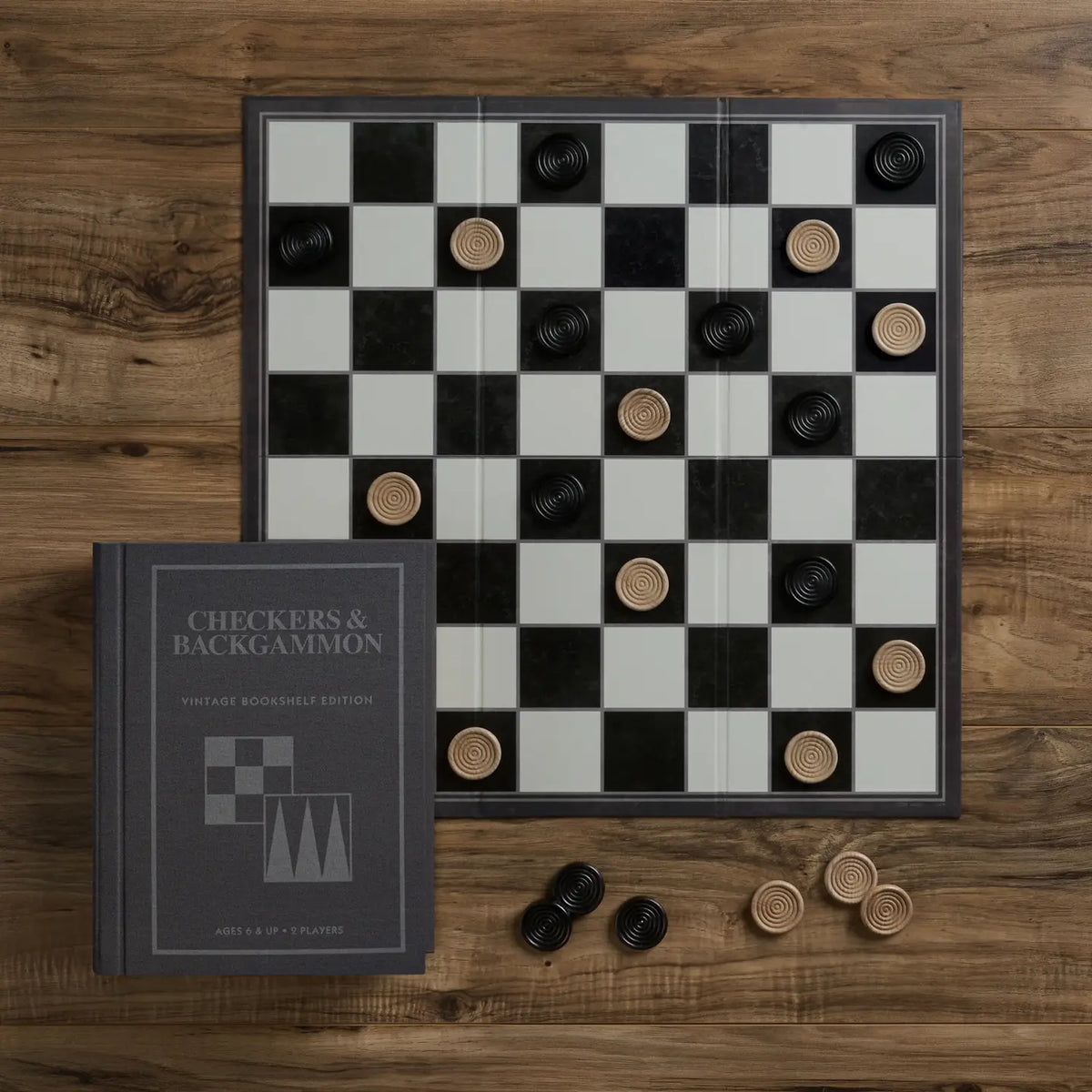 Jeu de dames/backgammon édition vintage pour bibliothèque 
