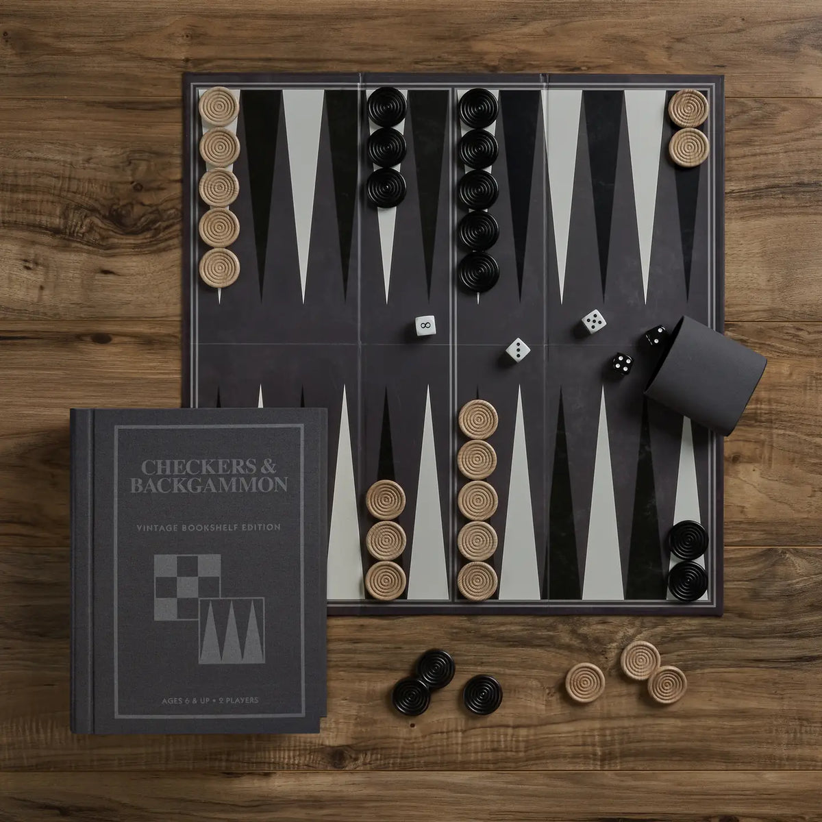 Jeu de dames/backgammon édition vintage pour bibliothèque 