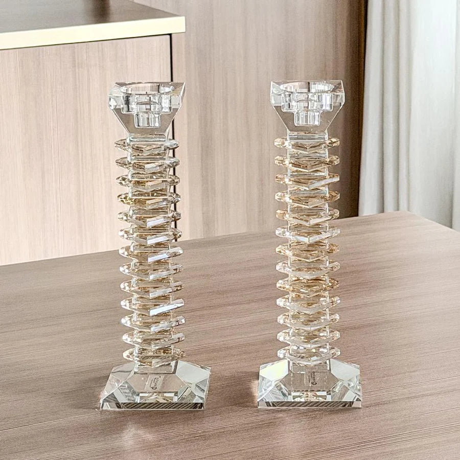 Bougeoirs empilables en cristal – Ambre, moyen