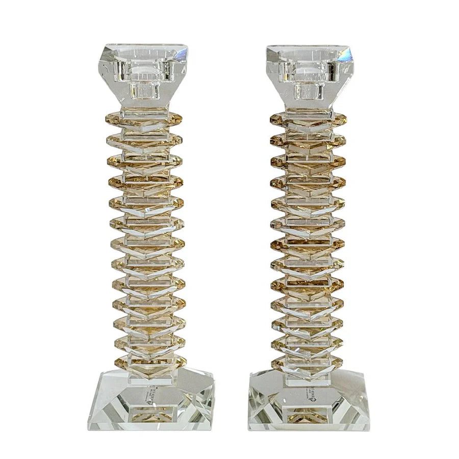 Bougeoirs empilables en cristal – Ambre, moyen