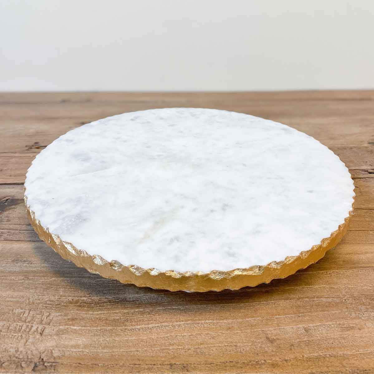 Marble Lazy Susan White/Gold - Large