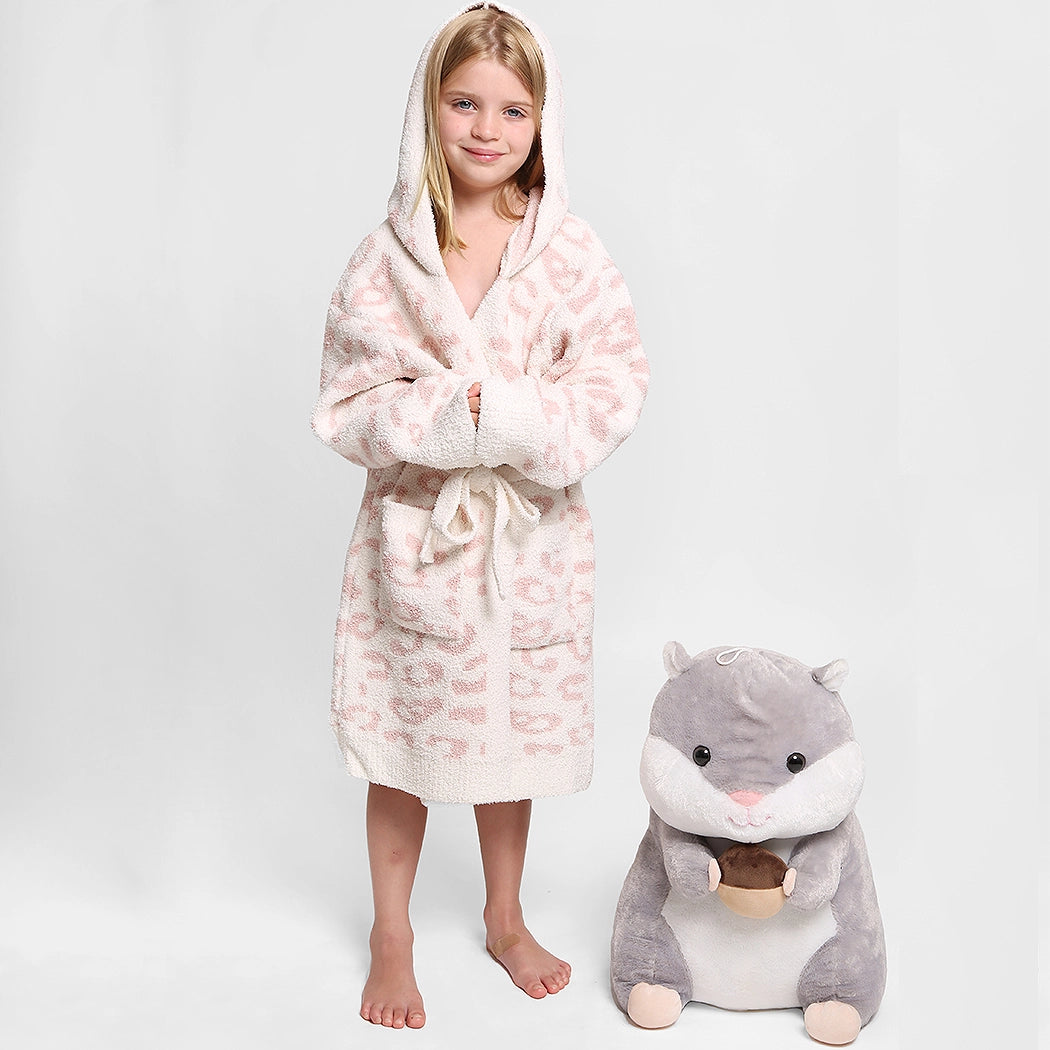 Peignoir à capuche doux et luxueux à imprimé léopard pour préadolescents 
