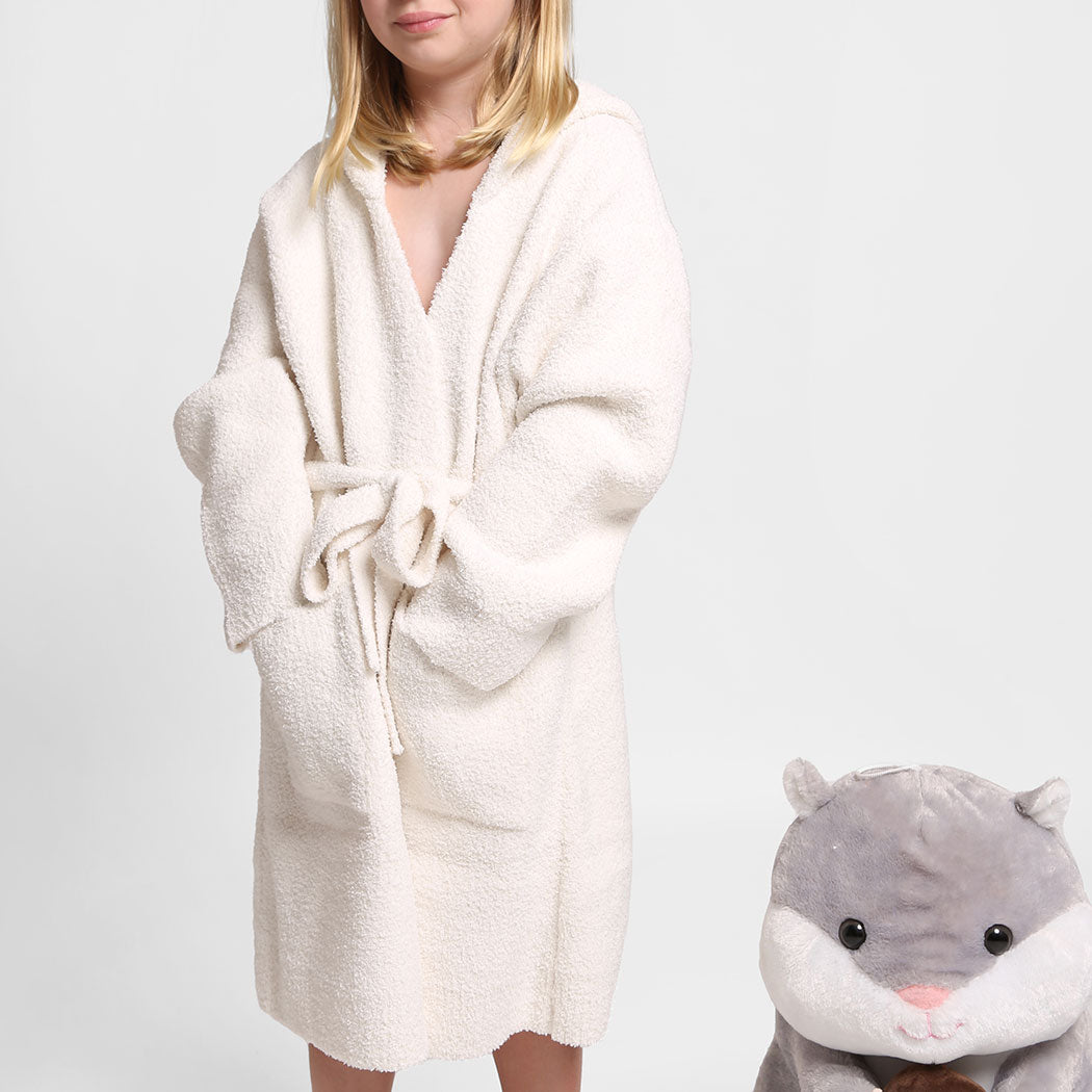 Children'S Luxury Soft Hooded Robe Beige