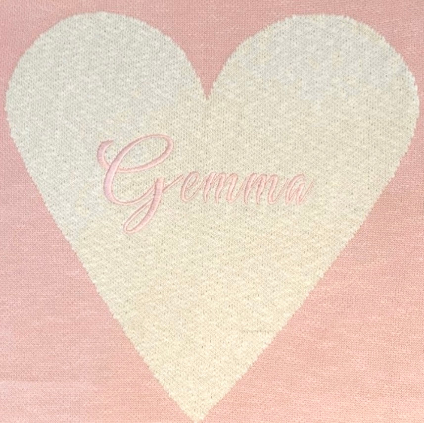 Couverture Personnalisée - Rose avec Coeur Crème