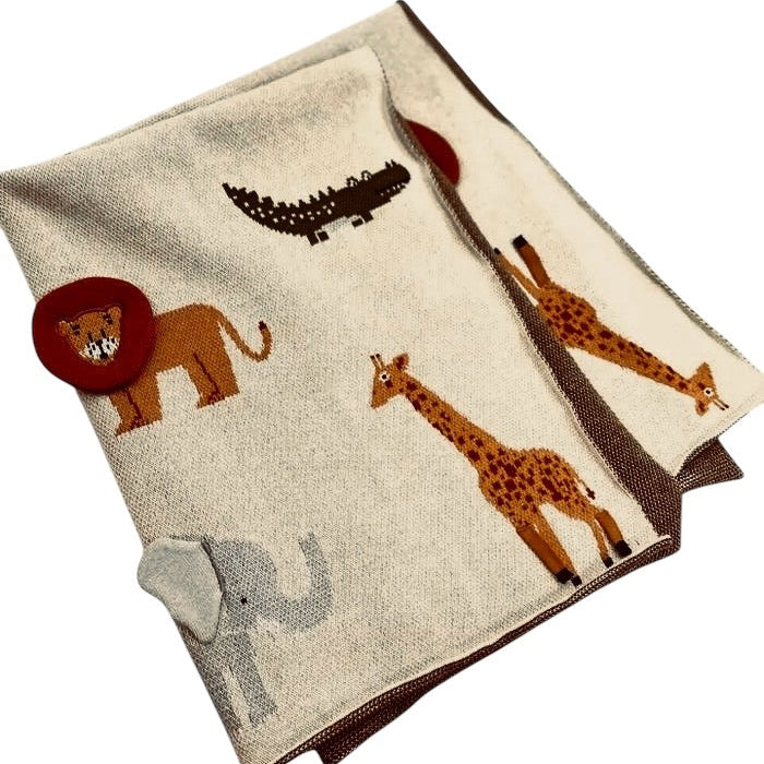 Personalized 3D Safari Organic Cotton Baby Blanket