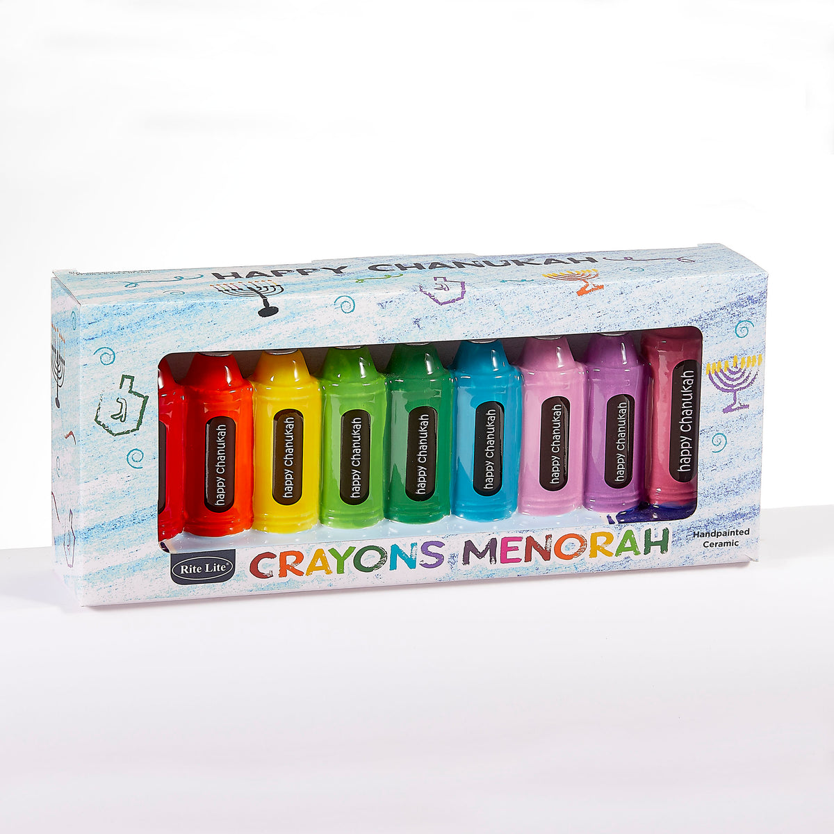 Menorah en céramique peinte à la main avec des crayons