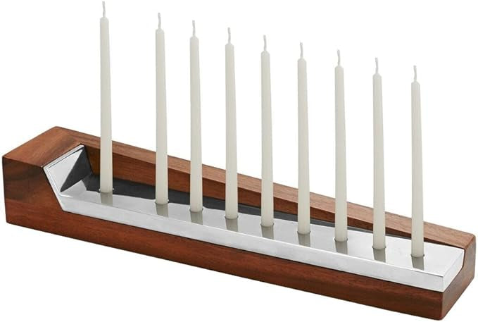 Menorah en bois et alliage Nambe Geo