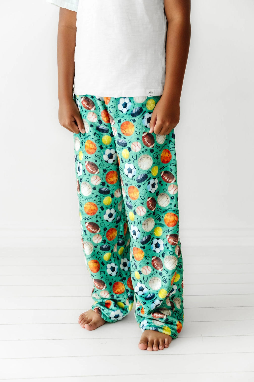 Pantalon en peluche pour enfants - sport vert