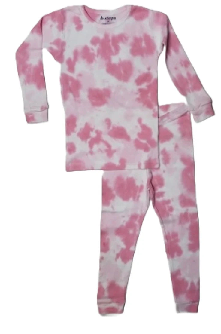 Toddler and kids tie dye pyjama set - pink