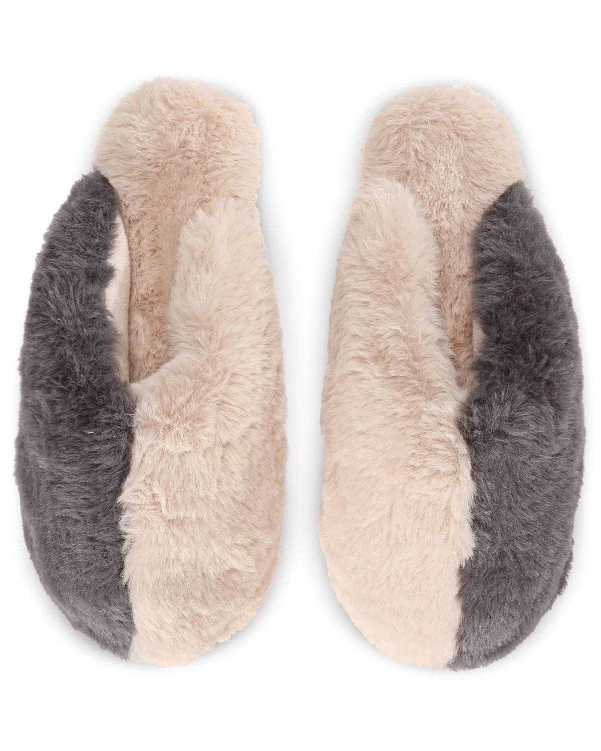 Blush and grey COLORBLOCK PLUSH SLIPPERS