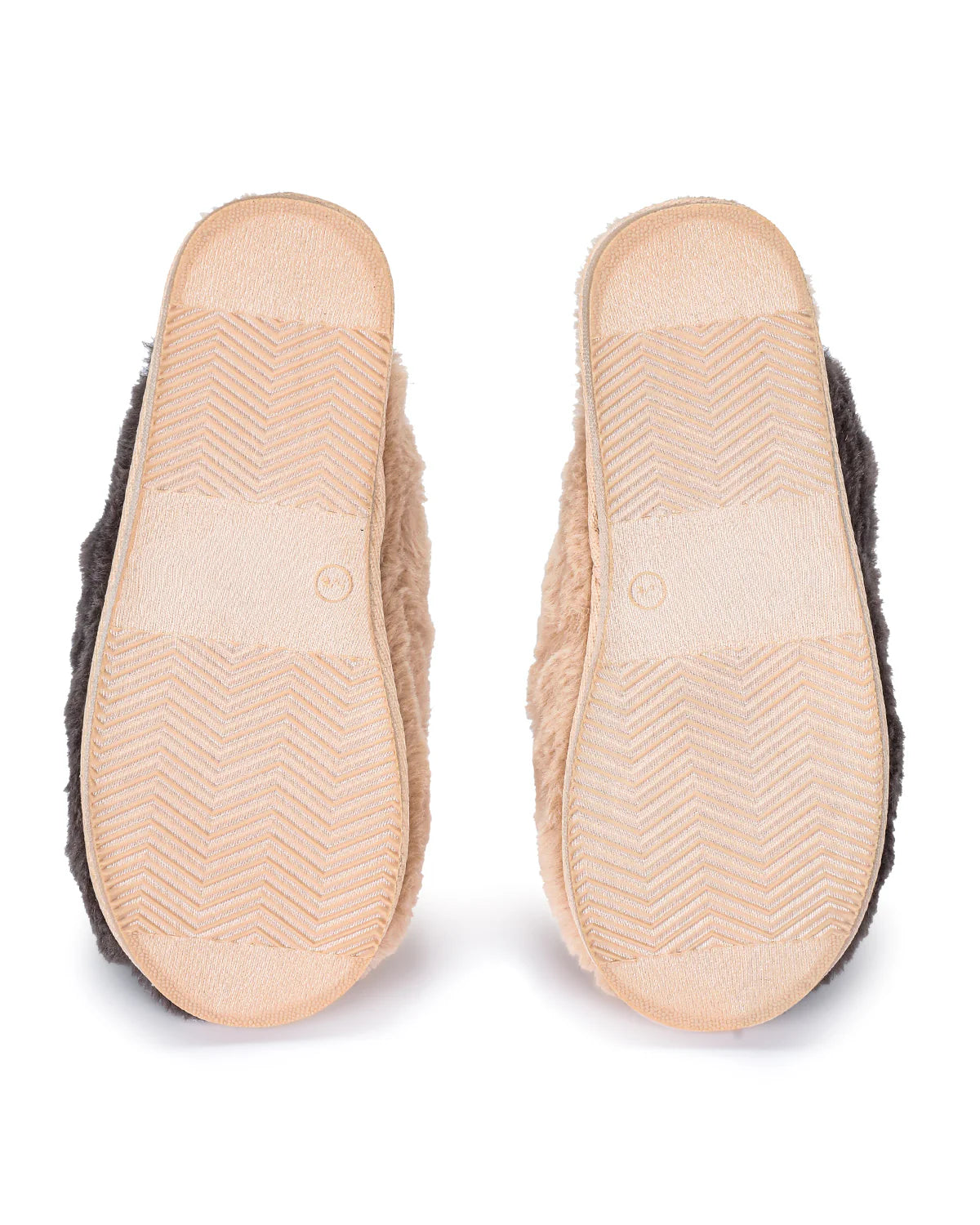 Chaussons en peluche colorblock blush et gris