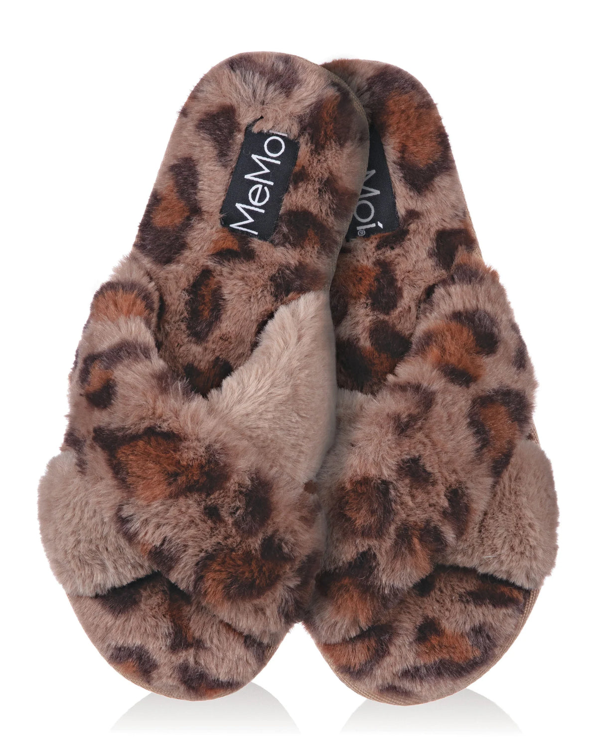 CHEETAH CROSSOVER OPEN TOE PLUSH SLIPPERS