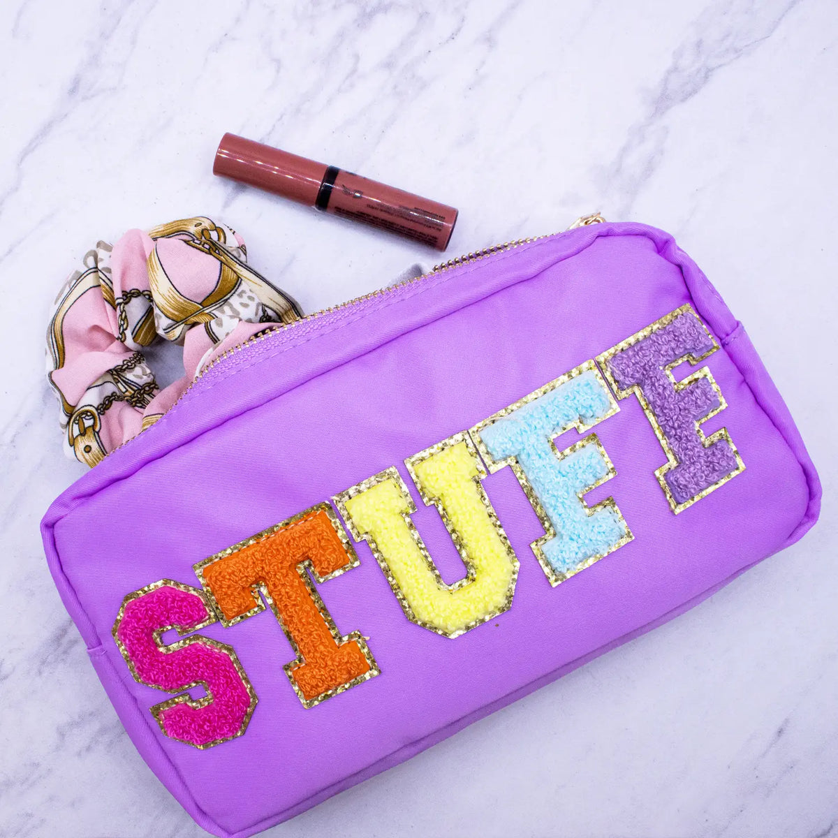 Trousse de maquillage de voyage en nylon chenille « Stuff » - Violet