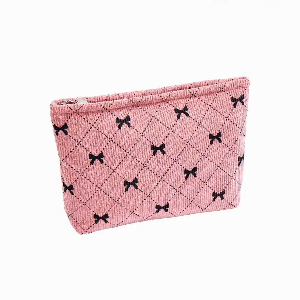 Large Corduroy Sweet Bow Cosmetic Bag